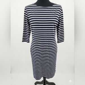 Navy and White Striped Boatneck Dress